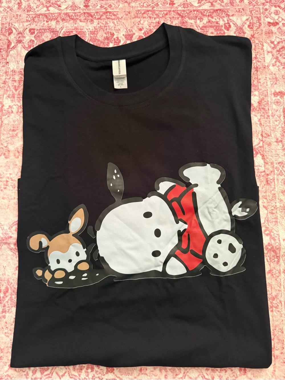 Caribbean Pocchaco Black  Tee with Red and White Cartoon Animal - Picture 2 of 4